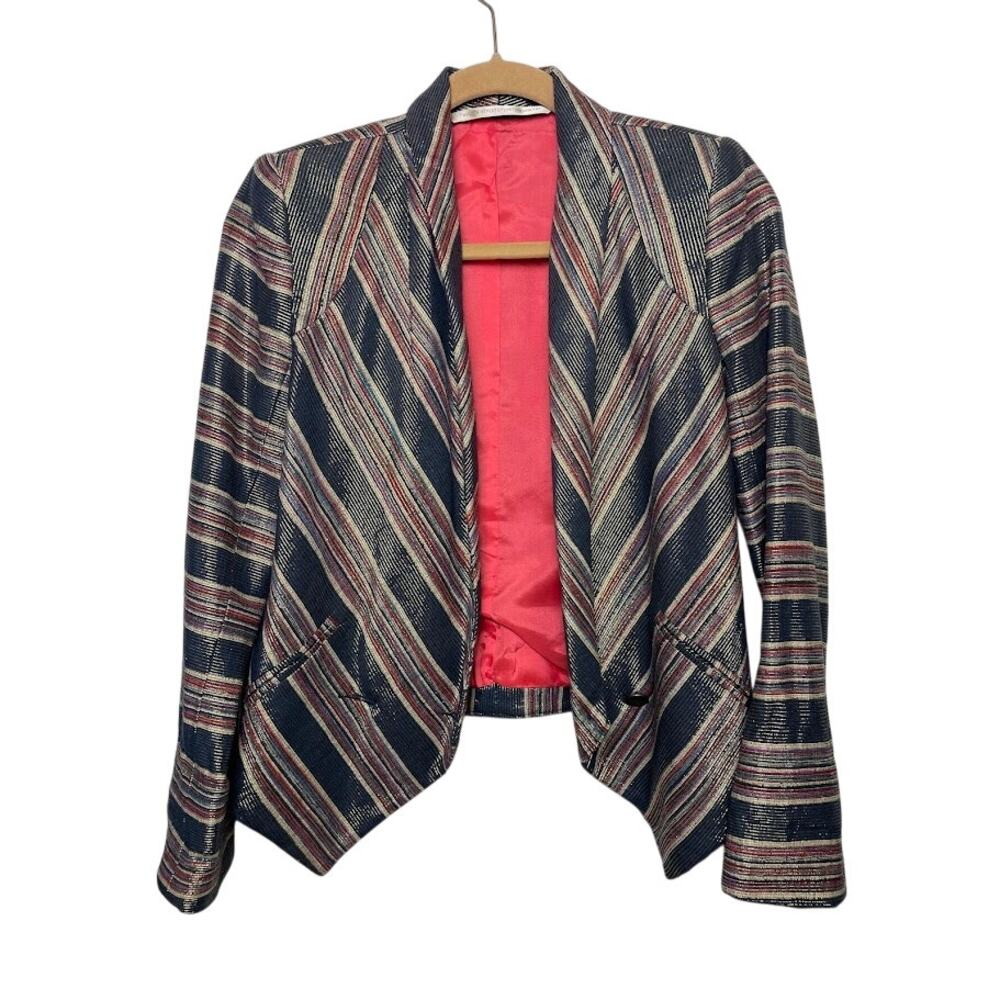 Twelfth Street By Cynthia Vincent Metallic Blazer Formal Silk Blend Jacket 2